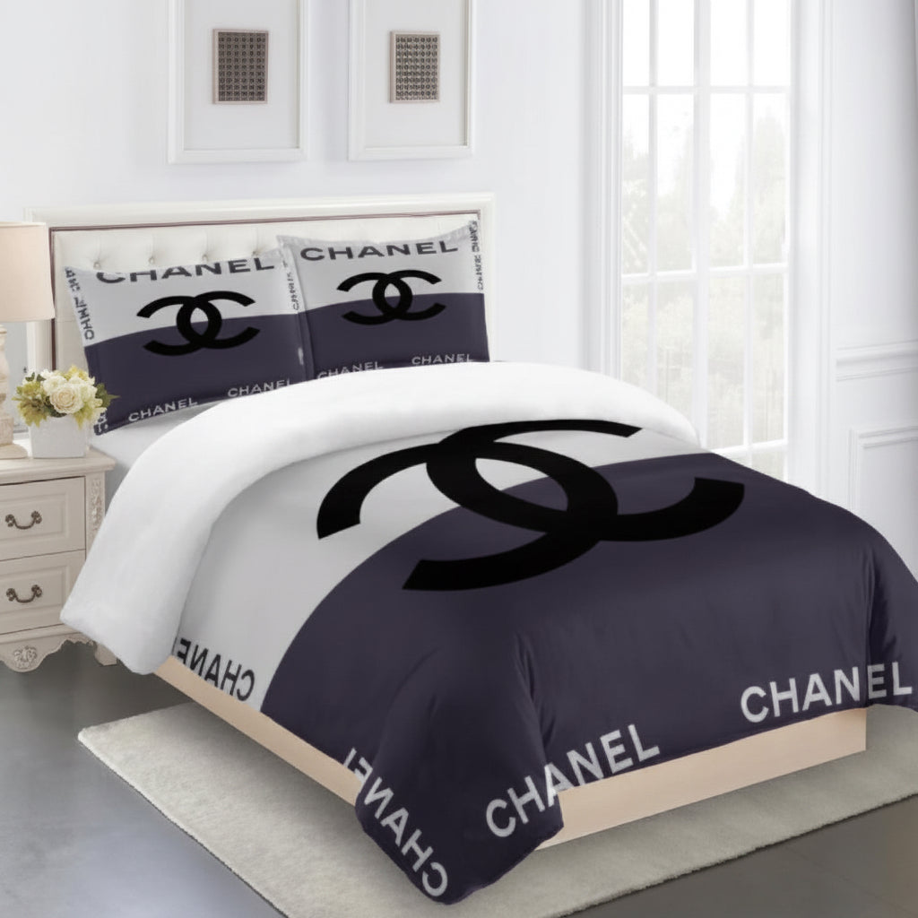 CHANEL COMFORTER SET 3piece set one Duvet cover sheet with 3 pillow cases
