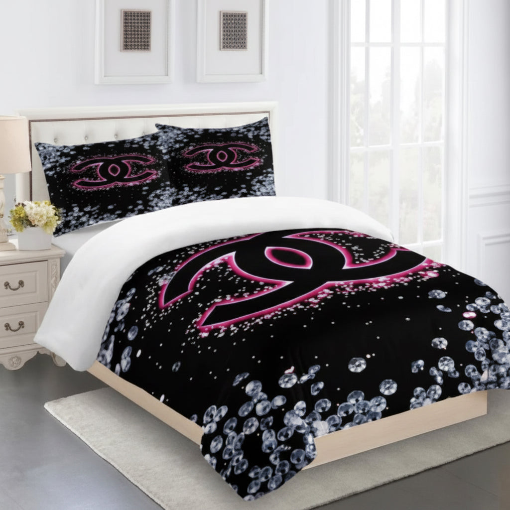 CHANEL COMFORTER SET 3piece set one Duvet cover sheet with 3 pillow cases