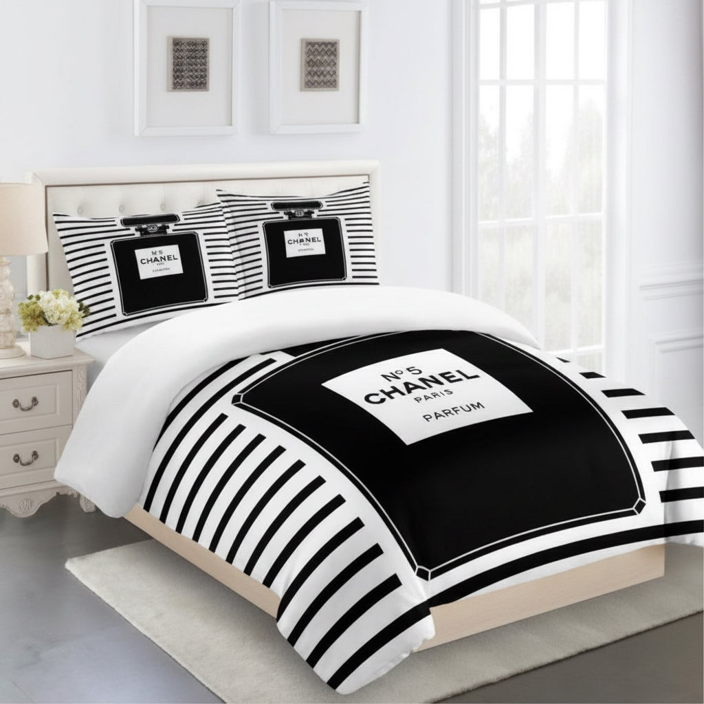 CHANEL COMFORTER SET 3piece set one Duvet cover sheet with 3 pillow cases