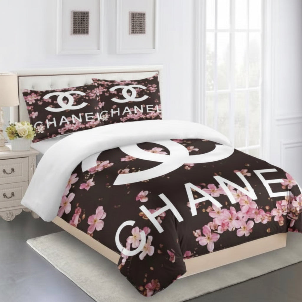 CHANEL COMFORTER SET 3piece set one Duvet cover sheet with 3 pillow cases