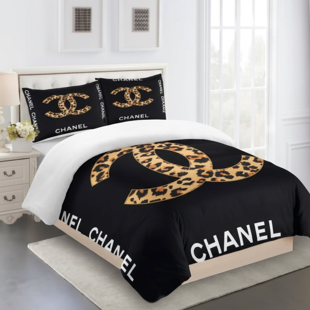 CHANEL COMFORTER SET 3piece set one Duvet cover sheet with 3 pillow cases