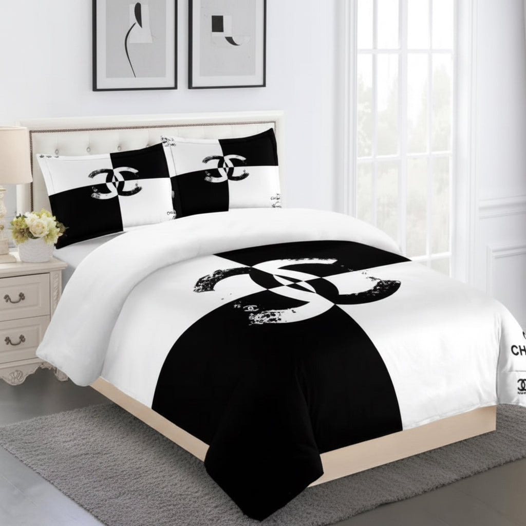 CHANEL COMFORTER SET 3piece set one Duvet cover sheet with 3 pillow cases