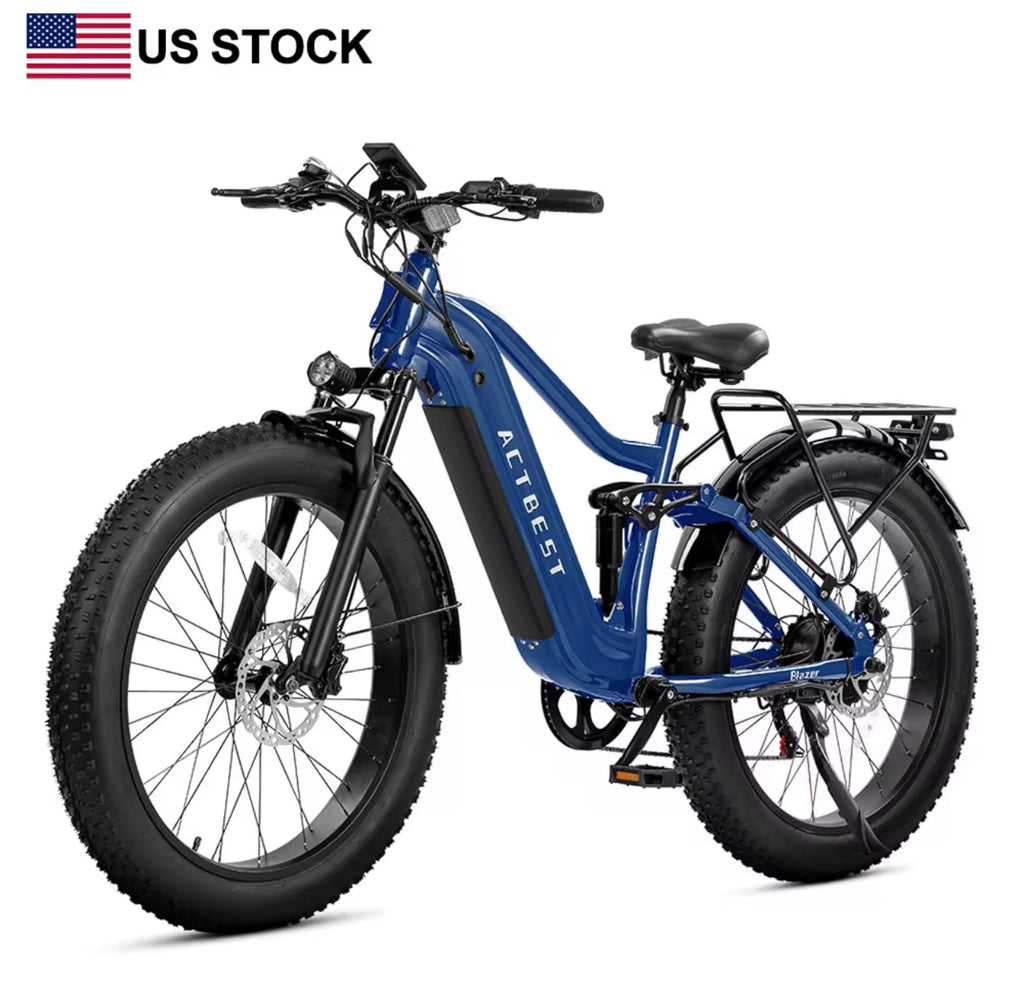 ActBest Blazer long range E-Bike mountain bike fat tire up to 31mph tire width 26*4.0  7 speed