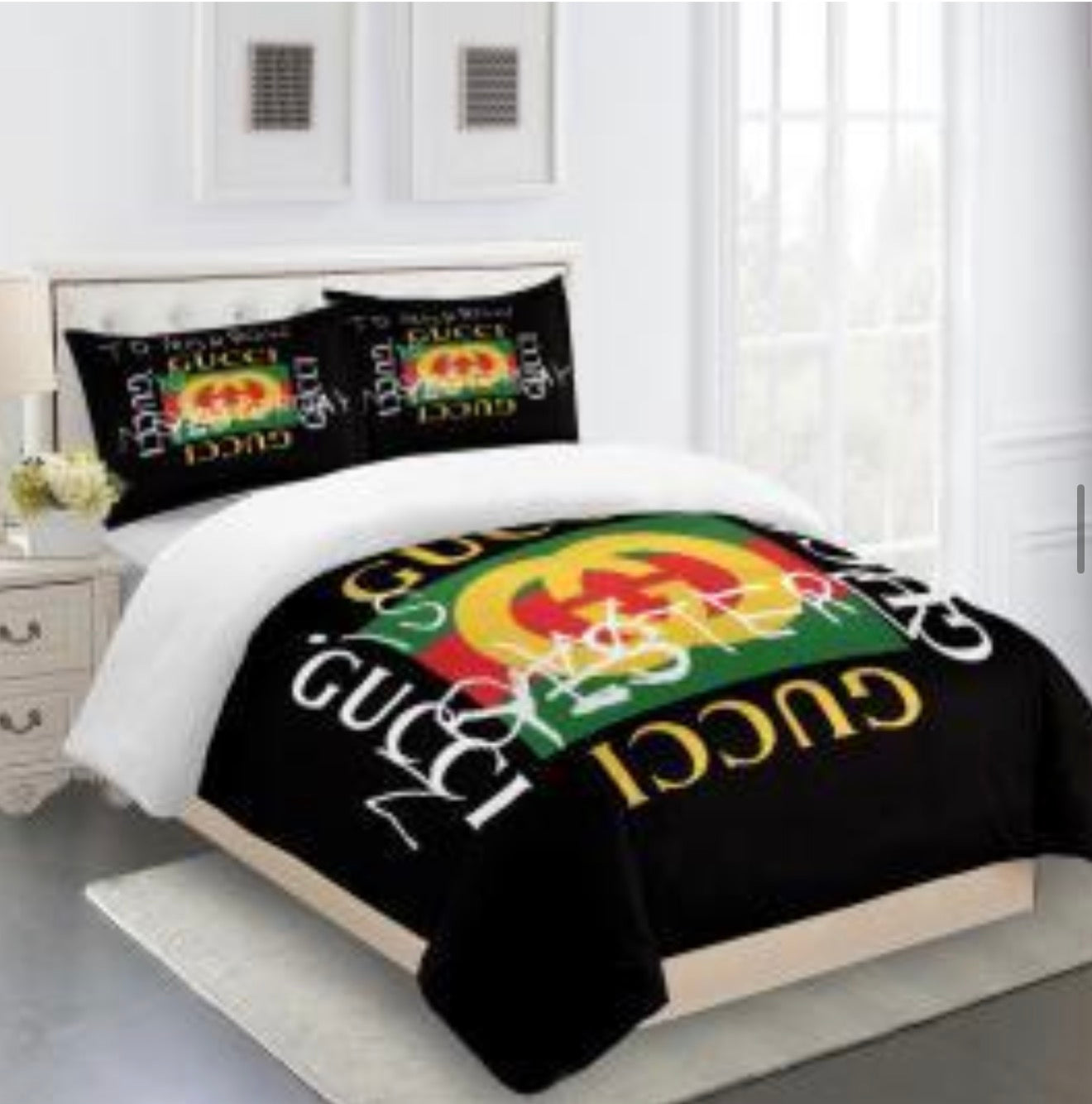 GUCCI COMFORTER BED SET 3piece one duvet cover sheet with 2 pillow cases