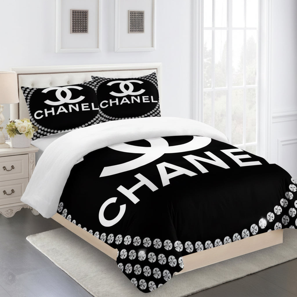 CHANEL COMFORTER SET 3piece set one Duvet cover sheet with 3 pillow cases