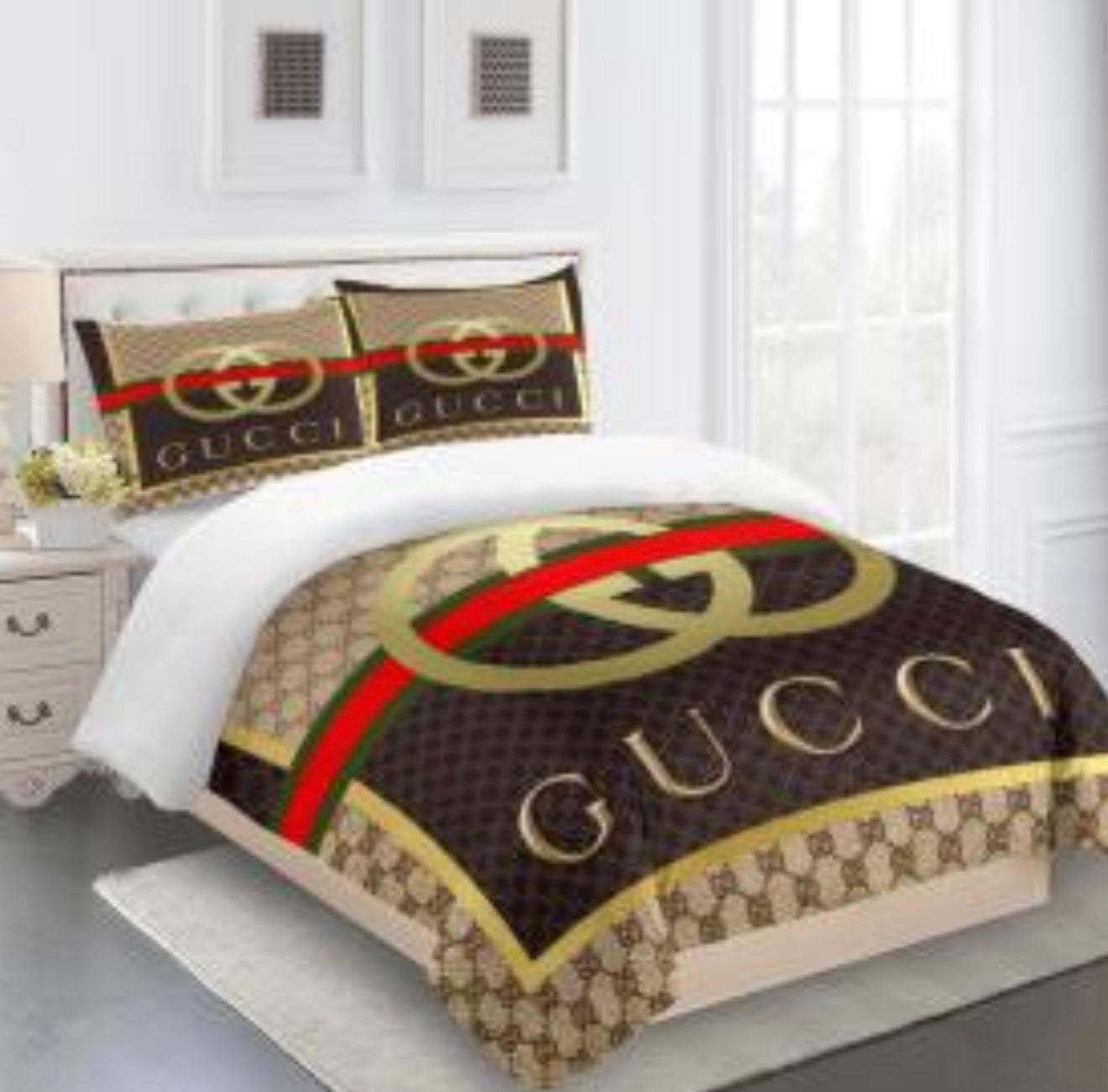 GUCCI COMFORTER BED SET 3piece one duvet cover sheet with 2 pillow cases