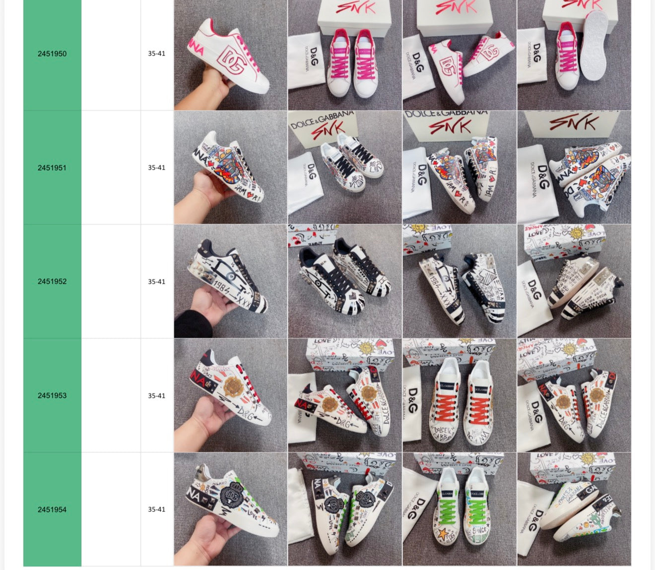 CUSTOM DOLCE & GABBANA SNEAKERS,SLIDES & HEELS (TO ORDER USE CHAT WITH NUMBER IN THE GREEEN SHADED AREA OF THE PICURE,FOR THE SHOE SIZE AND COLOR.)