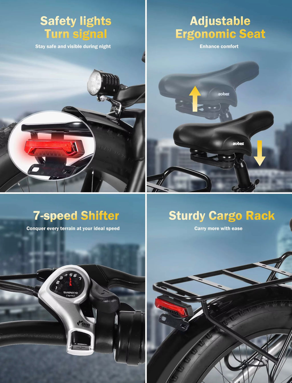 ActBest Blazer long range E-Bike mountain bike fat tire up to 31mph tire width 26*4.0  7 speed
