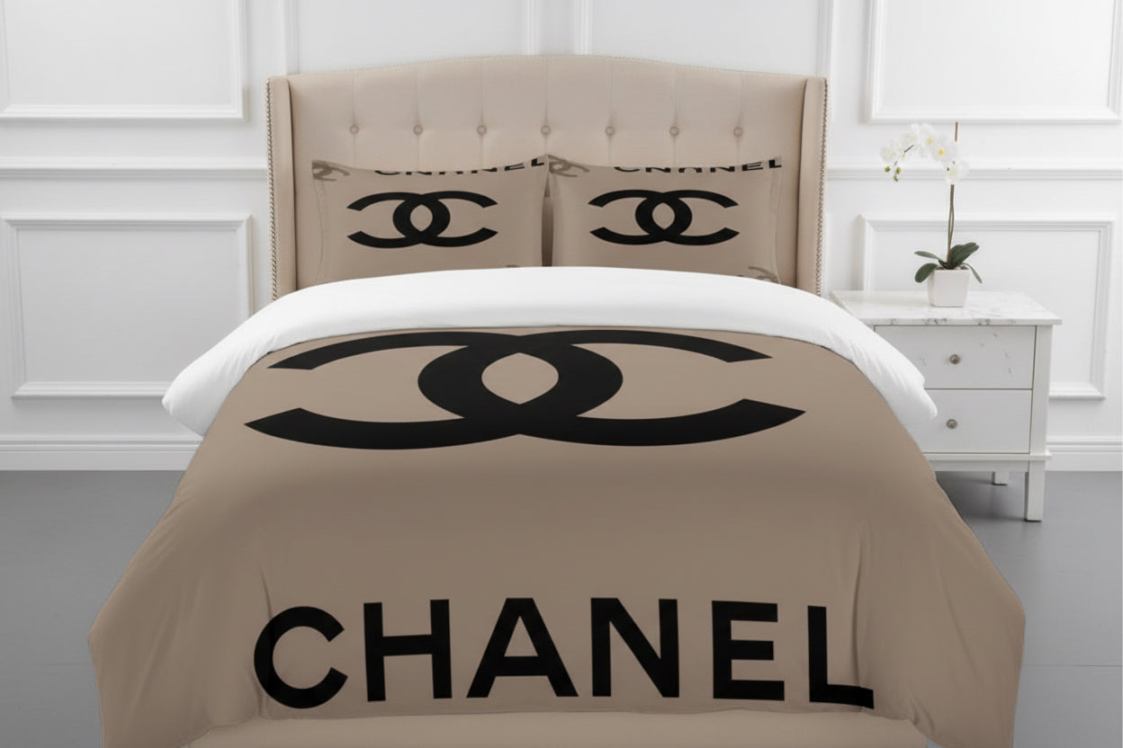 CHANEL COMFORTER SET 3piece set one Duvet cover sheet with 3 pillow cases