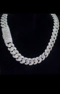 CUSTOM VVS MOISSANITE ICED OUT CUBAN CHAIN 925 SILVER