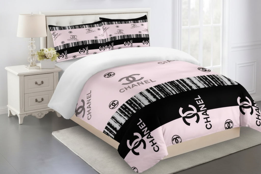 CHANEL COMFORTER SET 3piece set one Duvet cover sheet with 3 pillow cases