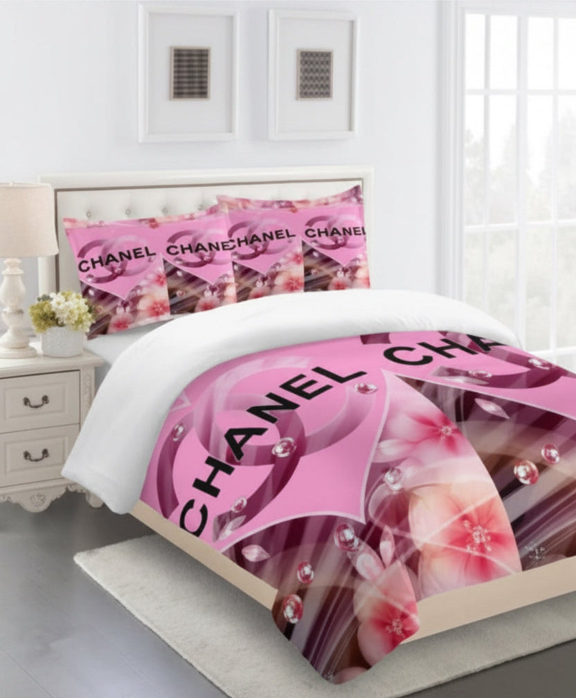 CHANEL COMFORTER SET 3piece set one Duvet cover sheet with 3 pillow cases