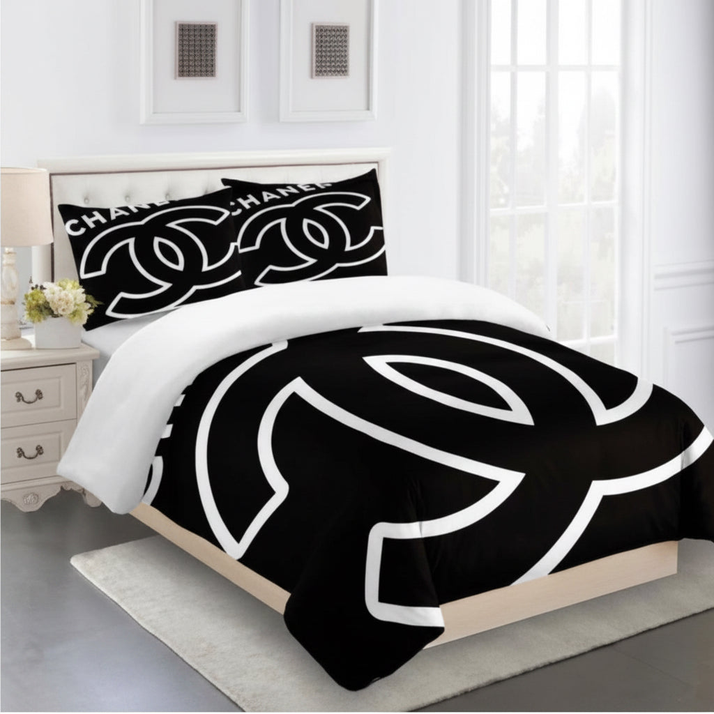 CHANEL COMFORTER SET 3piece set one Duvet cover sheet with 3 pillow cases