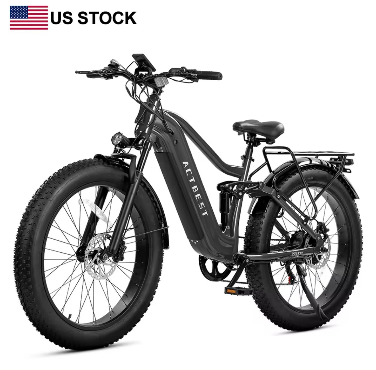 ActBest Blazer long range E-Bike mountain bike fat tire up to 31mph tire width 26*4.0  7 speed