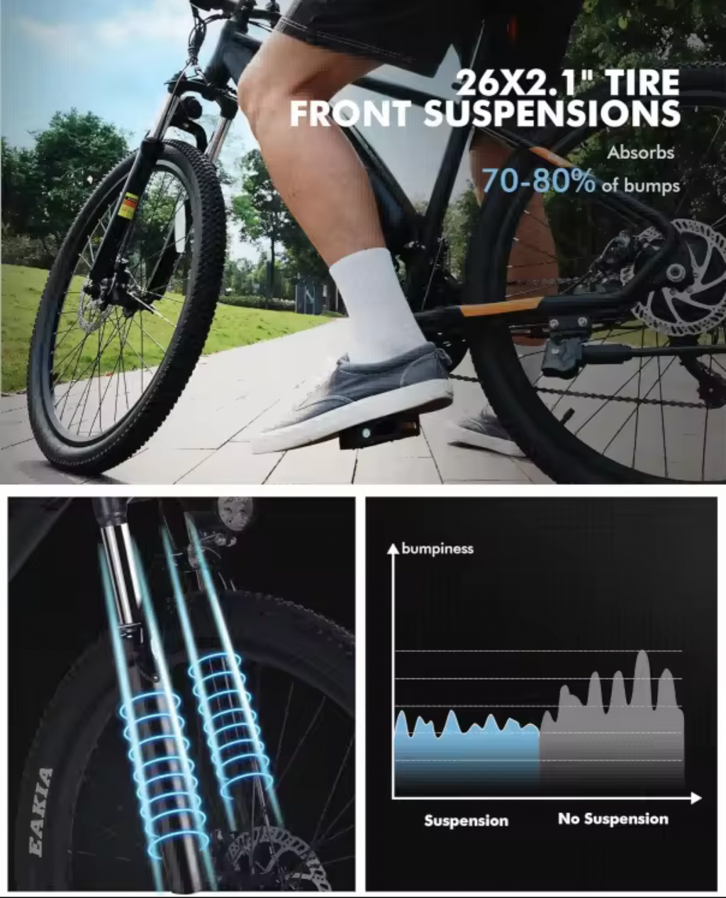 Qlife racer 26inch Mountain E-Bike 350w up to 23mph 40 miles range 48v/7.8ah battery tire width 26*2.1 48lbs lower price and very convenient E-Bike for quality and affordability!