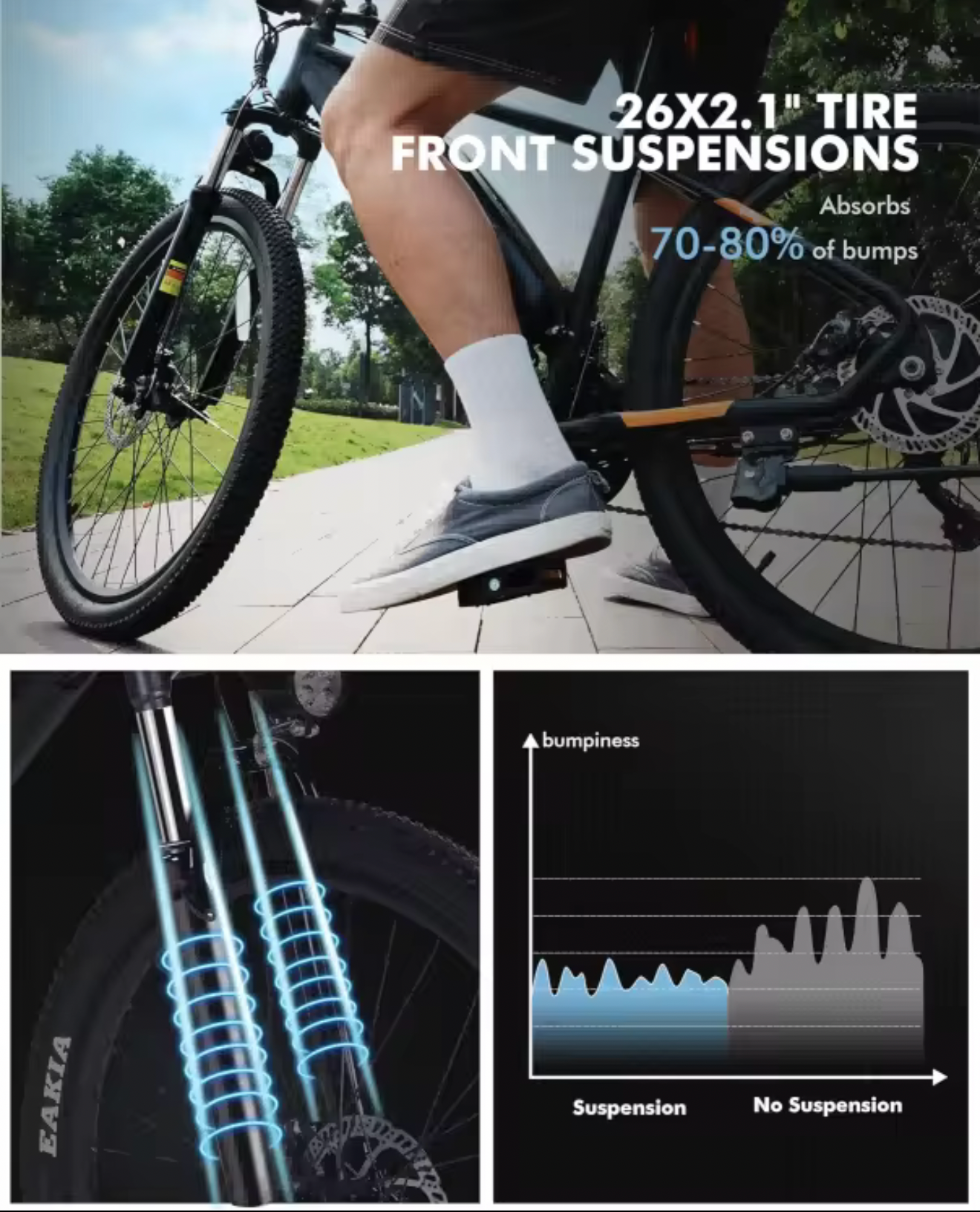 Qlife racer 26inch Mountain E-Bike 350w up to 23mph 40 miles range 48v/7.8ah battery tire width 26*2.1 48lbs lower price and very convenient E-Bike for quality and affordability!