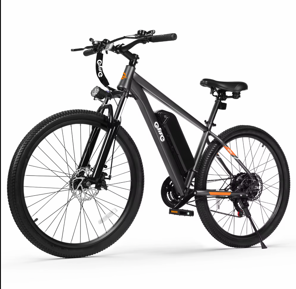 Qlife racer 26inch Mountain E-Bike 350w up to 23mph 40 miles range 48v/7.8ah battery tire width 26*2.1 48lbs lower price and very convenient E-Bike for quality and affordability!