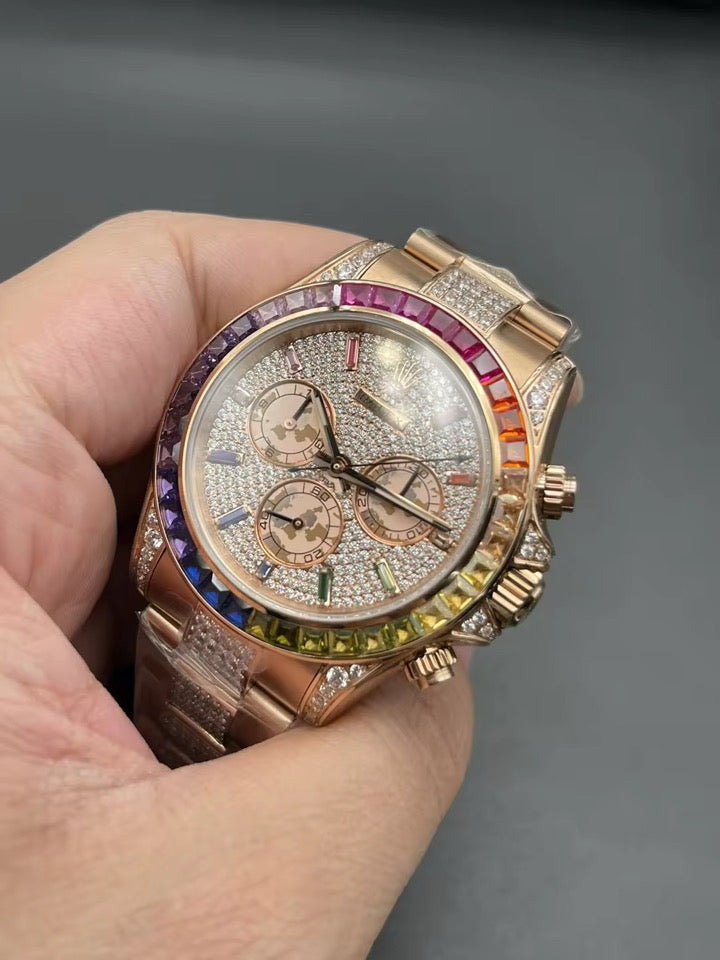 ROLEX COSMOGRAPH Daytona Chronograph Automatic Chronometer Moissanite Diamond Watch