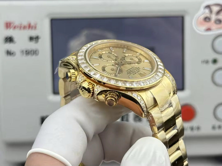 ROLEX COSMOGRAPH Daytona Chronograph Automatic Chronometer Moissanite Gold Diamond Watch