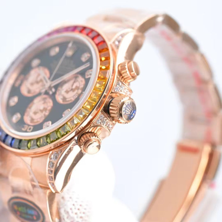 ROLEX COSMOGRAPH Daytona Chronograph Automatic Chronometer Moissanite ROSE GOLD Diamond Watch