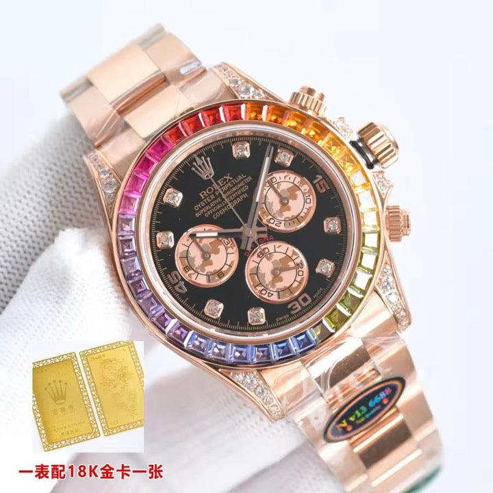 ROLEX COSMOGRAPH Daytona Chronograph Automatic Chronometer Moissanite ROSE GOLD Diamond Watch