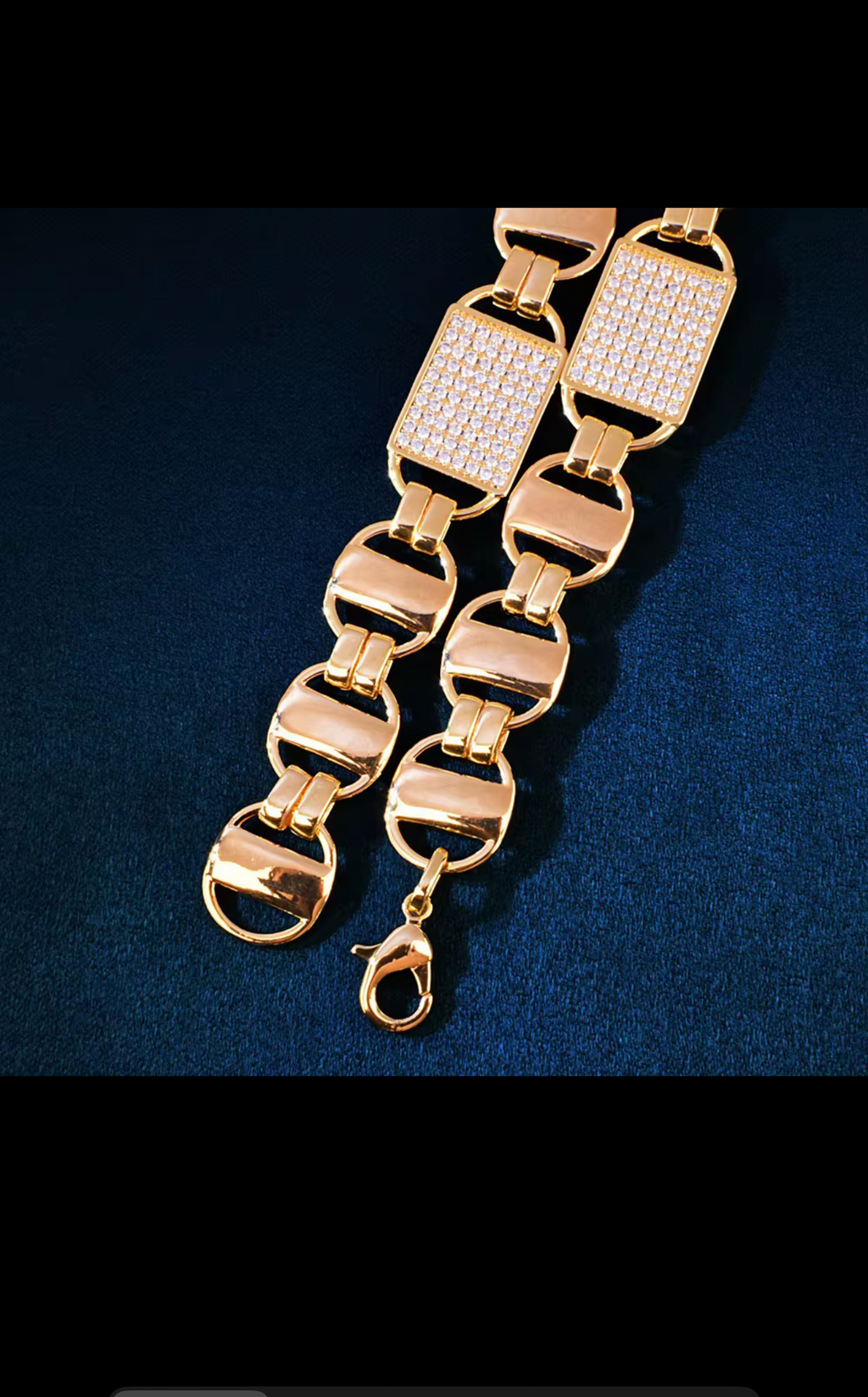 CUSTOM 14mm Cuban Chain Link Zircon Cubic Zirconia Gold Plated Anti Tarnished Fine Brass Necklace.