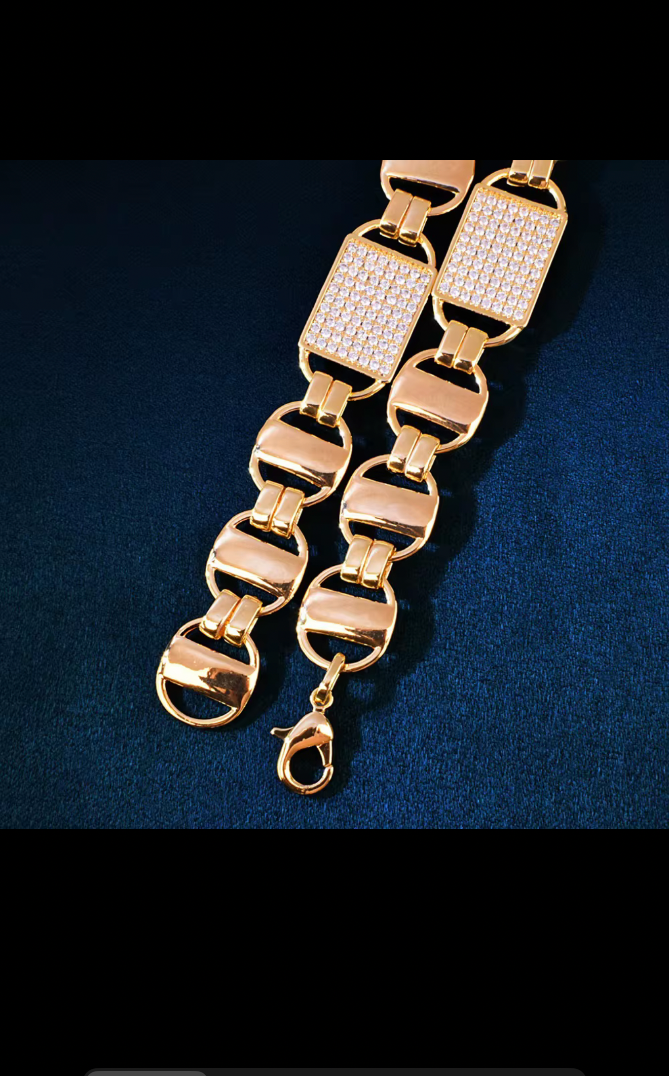 CUSTOM 14mm Cuban Chain Link Zircon Cubic Zirconia Gold Plated Anti Tarnished Fine Brass Necklace.